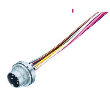 M16 Male panel mount connector, Contacts: 6 (06-a), unshielded, single wires, IP67, UL