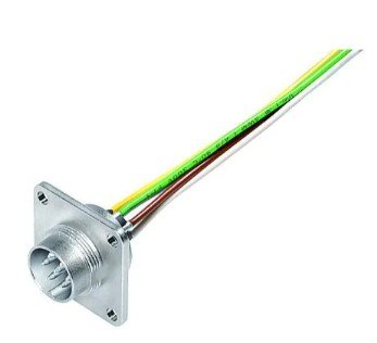 M16 Male panel mount connector, Contacts: 7 (07-a), unshielded, single wires, IP67, UL