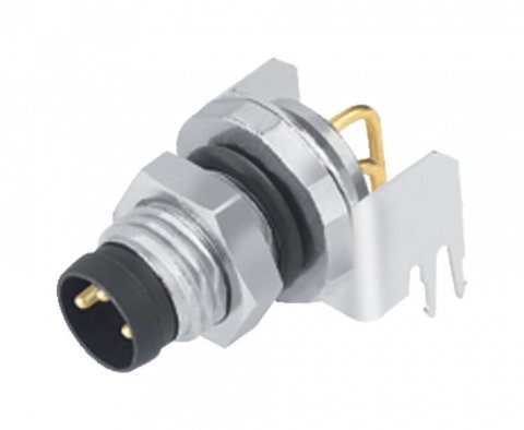 M8 Male panel mount connector, Contacts: 3, shieldable, THT, IP67, UL, front fastened