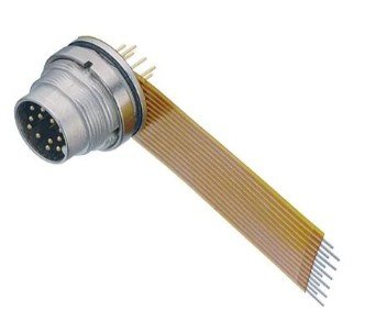 Male panel mount connector, Contacts: 12 (12-a), unshielded, THT, IP67, AISG compliant, front fastened, short solder contacts