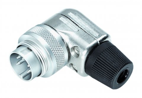 M16 Male angled connector, Contacts: 2 (02-a), 4.0-6.0 mm, shieldable, solder, IP40