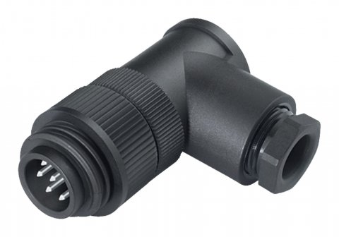 RD24 Male angled connector, Contacts: 6+PE, 8.0-10.0 mm, unshielded, crimping (Crimp contacts must be ordered separately), IP67, PG 11