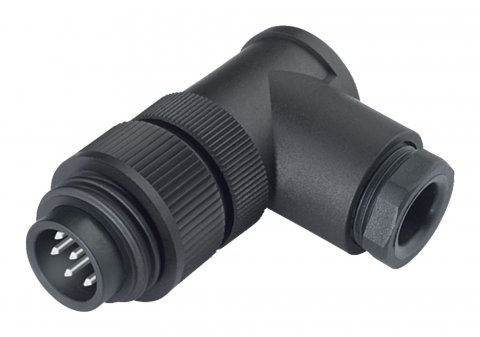 RD24 Male angled connector, Contacts: 6+PE, 10.0-12.0 mm, unshielded, crimping (Crimp contacts must be ordered separately), IP67, PG 13.5