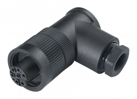 RD24 Female angled connector, Contacts: 3+PE, 8.0-10.0 mm, unshielded, screw clamp, IP67, PG 11