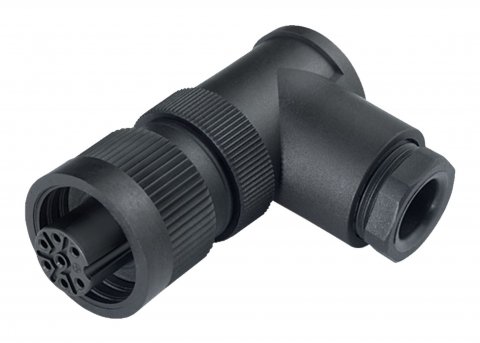 RD24 Female angled connector, Contacts: 3+PE, 10.0-12.0 mm, unshielded, screw clamp, IP67, PG 13.5