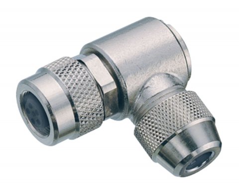 M9 Female angled connector, Contacts: 2, 3.5-5.0 mm, shieldable, solder, IP67