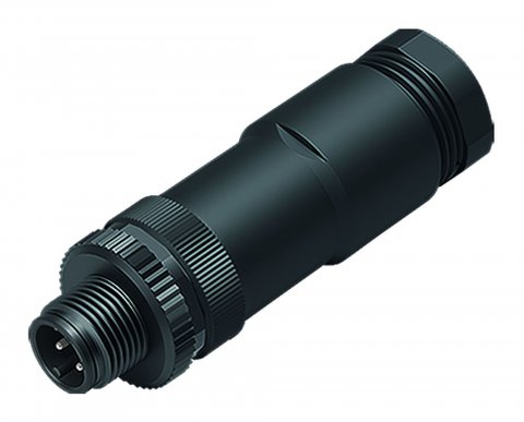 M12 Male cable duo connector, Contacts: 4, 2x cable Ø Ø 2.1-3.0 mm or  Ø 4.0-5.0 mm, unshielded, screw clamp, IP67, UL