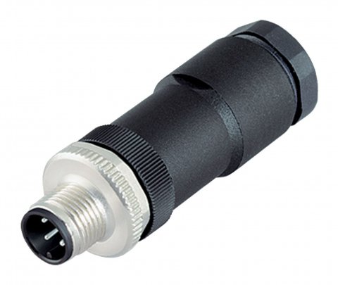 M12 Male cable duo connector, Contacts: 4, 2x cable Ø Ø 2.1-3.0 mm or  Ø 4.0-5.0 mm, unshielded, screw clamp, IP67, UL