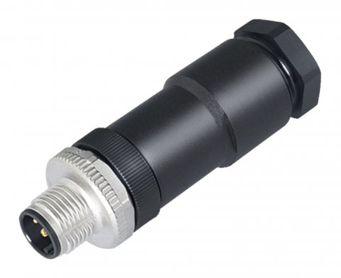 M12 Male cable connector, Contacts: 4, 8.0-10.0 mm, unshielded, screw clamp, IP67, UL, VDE, PG 11, for the power supply