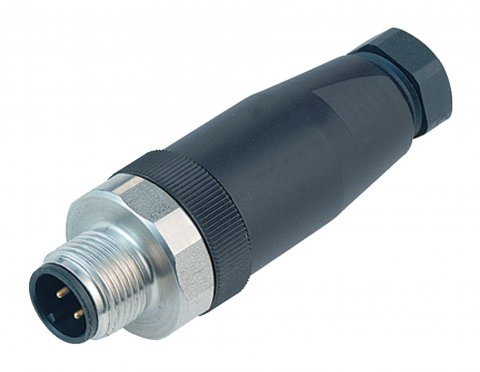 M12 Male cable connector, Contacts: 4, 6.0-8.0 mm, unshielded, screw clamp, IP67, UL