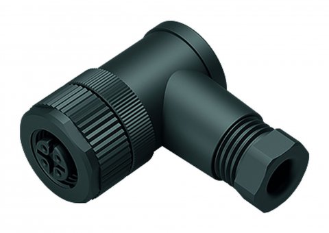 M12 Female angled connector, Contacts: 4, 4.0-6.0 mm, unshielded, screw clamp, IP67, UL