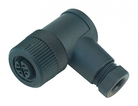 M12 Female angled connector, 4.0-6.0 mm, screw clamp, IP67, UL