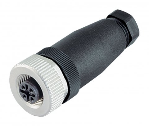 M12 Female cable connector, Contacts: 3, 4.0-6.0 mm, unshielded, screw clamp, IP67, UL