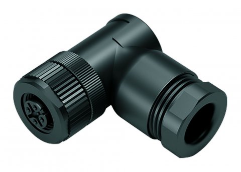 M12 Male duo connector - female angled connector, Contacts: 4, 2x cable Ø Ø 2.1-3.0 mm or  Ø 4.0-5.0 mm, unshielded, screw clamp, IP67