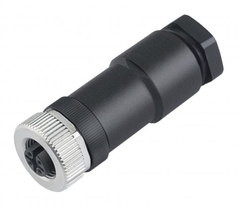 M12 Female cable connector, Contacts: 4, 8.0-10.0 mm, unshielded, screw clamp, IP67, UL, VDE, PG 11, for the power supply