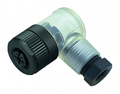 M12 Female angled connector, Contacts: 4, 4.0-6.0 mm, unshielded, screw clamp, IP67, UL