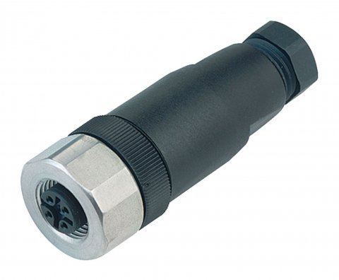 M12 Female cable connector, Contacts: 4, 6.0-8.0 mm, unshielded, screw clamp, IP67, UL