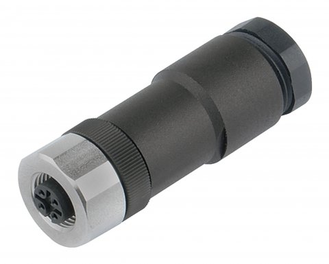 M12 Female cable duo connector, Contacts: 4, 2x cable Ø Ø 2.1-3.0 mm or  Ø 4.0-5.0 mm, unshielded, screw clamp, IP67, UL