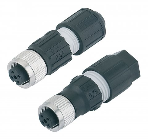 M12 Female cable connector, Contacts: 4, 3.5-6.0 mm, unshielded, wire clamp, IP67