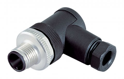 M12 Male angled connector, Contacts: 4, 4.0-6.0 mm, unshielded, crimping (Crimp contacts must be ordered separately), IP67, UL