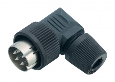 Bayonet Male angled connector, Contacts: 2, 4.0-6.0 mm, unshielded, solder, IP40