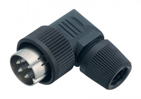 Bayonet Male angled connector, Contacts: 2, 6.0-8.0 mm, unshielded, solder, IP40