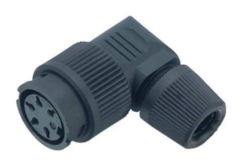 Bayonet Female angled connector, Contacts: 2, 6.0-8.0 mm, unshielded, solder, IP40