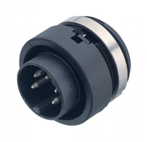 Bayonet Male panel mount connector, Contacts: 2, unshielded, solder, IP40