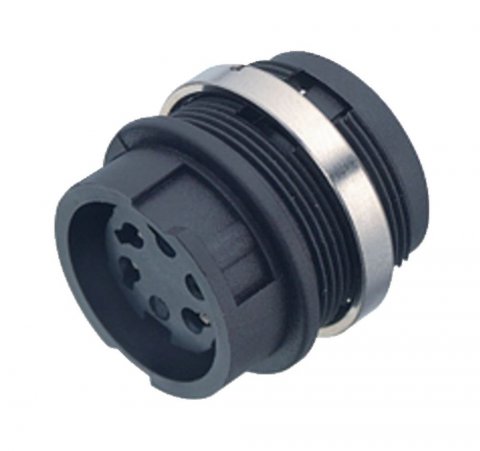 Bayonet Female panel mount connector, Contacts: 2, unshielded, solder, IP40