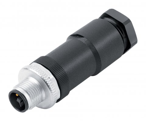 M12 Male cable connector, Contacts: 4, 8.0-10.0 mm, unshielded, screw clamp, IP67, UL, VDE