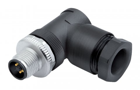 M12 Male angled connector, Contacts: 4, 8.0-10.0 mm, unshielded, screw clamp, IP67, UL, VDE