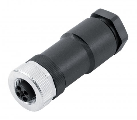 M12 Female cable connector, Contacts: 4, 8.0-10.0 mm, unshielded, screw clamp, IP67, UL, VDE