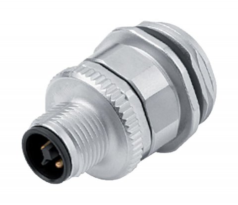 M12 Male panel mount connector, Contacts: 4, unshielded, screw clamp, IP68, UL, VDE, M20x1.5