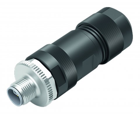 M12 Male cable connector, Contacts: 4+FE, 8.0-13.0 mm, unshielded, screw clamp, IP67, UL, M12x1.0