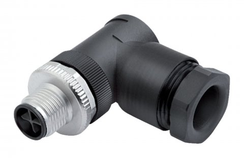 M12 Male angled connector, Contacts: 3+PE, 8.0-10.0 mm, unshielded, screw clamp, IP67, UL, VDE