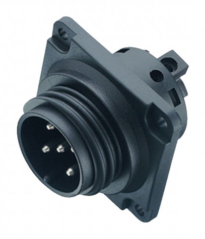 RD30 Male panel mount connector, Contacts: 4+PE, unshielded, screw clamp, IP65, ESTI+, VDE