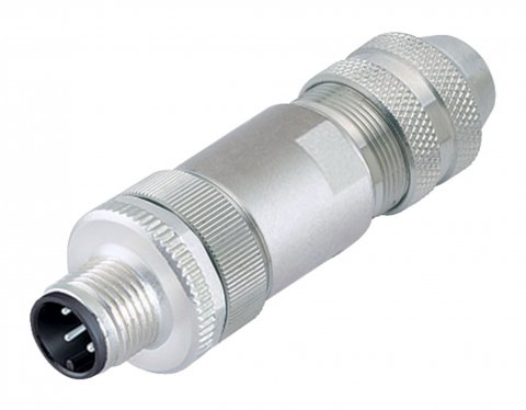 M12 Male cable connector, Contacts: 4, 6.0-8.0 mm, shieldable, screw clamp, IP67, UL