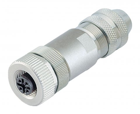 M12 Female cable connector, Contacts: 4, 4.0-6.0 mm, shieldable, screw clamp, IP67, UL