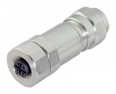 M12 Female cable connector, Contacts: 4, 3.0-5.5 mm, shieldable, screw clamp, IP68/IP69K, UL, stainless steel