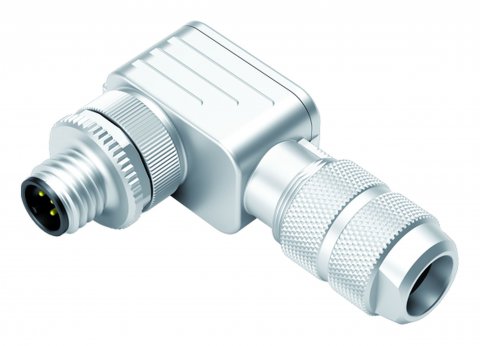 M12 Male angled connector, Contacts: 4, 5.0-8.0 mm, shieldable, screw clamp, IP67, UL