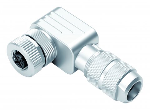 M12 Female angled connector, Contacts: 4, 5.0-8.0 mm, shieldable, screw clamp, IP67, UL