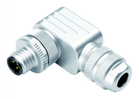 M12 Male angled connector, Contacts: 5, 6.0-8.0 mm, shieldable, screw clamp, IP67, UL