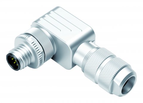 M12 Male angled connector, Contacts: 8, 5.0-8.0 mm, shieldable, screw clamp, IP67, UL