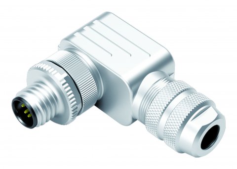 M12 Male angled connector, Contacts: 5, 6.0-8.0 mm, shieldable, wire clamp, IP67