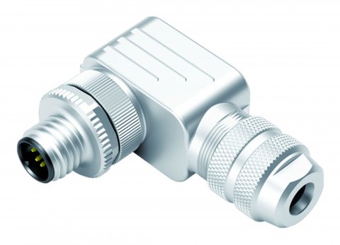 M12 Male angled connector, Contacts: 5, 6.0-8.0 mm, shieldable, wire clamp, IP67