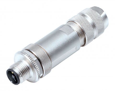 M12 Male cable connector, Contacts: 4, 8.0-9.0 mm, shieldable, screw clamp, IP67, UL