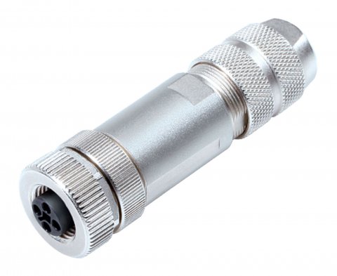 M12 Female cable connector, Contacts: 4, 8.0-9.0 mm, shieldable, screw clamp, IP67, UL