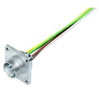 M16 Male panel mount connector, Contacts: 8 (08-a), unshielded, single wires, IP68, UL, AISG compliant