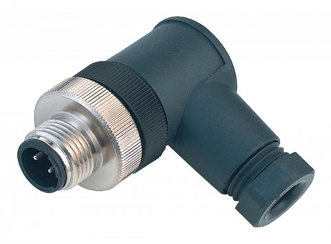 1/2 UNF Male angled connector, Contacts: 2+PE, 4.0-6.0 mm, unshielded, screw clamp, IP67, UL