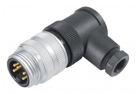 7/8" Male angled connector, Contacts: 2+PE, 6.0-8.0 mm, unshielded, screw clamp, IP67, UL, VDE